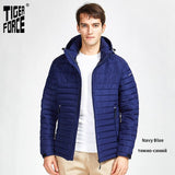 TIGER FORCE 2020 new arrival men striped jackets with pockets high quality removing hood warm coat outerwear zippers parka 50629