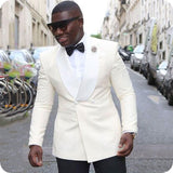 Beige Suit Men Wedding Suits For Men Elbow Patches Business Casual Groom Wear Tuxedo Slim Fit Male Blazers 2Pieces Jacket Pants