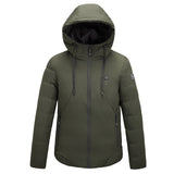 New Men Women Cotton Coat USB Smart Electric Heated Jackets Winter Thicken Down Hooded Outdoor Hiking Ski Clothing 7XL