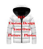 LIASOSO DropShip 3D Print Men Women Diy Custom Design Picture Photo Men's Jacket Plus Velvet Zipper Warm Down Child Filled Coat