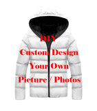 LIASOSO DropShip 3D Print Men Women Diy Custom Design Picture Photo Men's Jacket Plus Velvet Zipper Warm Down Child Filled Coat